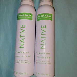 2 Pack Native Whole Body Deodorant Cucumber Mint Natural 3.5 Oz Each NEW